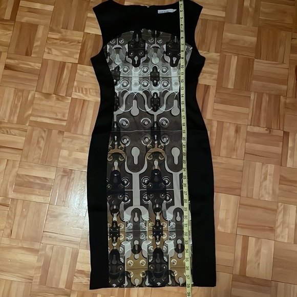 Karen Millen Sheath dress- black with print size 6 US - Picture 6 of 16